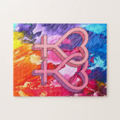 Lesbische hartsymbool regenboog waterverf Puzzle Legpuzzel (Horizontaal)
