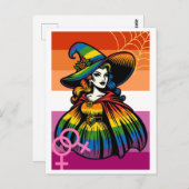 Lesbische heks in regenboogvlag kleding briefkaart (Voorkant / Achterkant)
