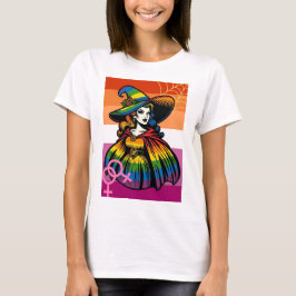 Lesbische heks in regenboogvlag kleding t-shirt