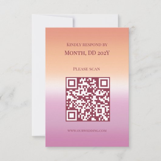 Lesbische Huwelijk Pride Vlag Gradiënt QR Code RSVP Kaartje (Voorkant)