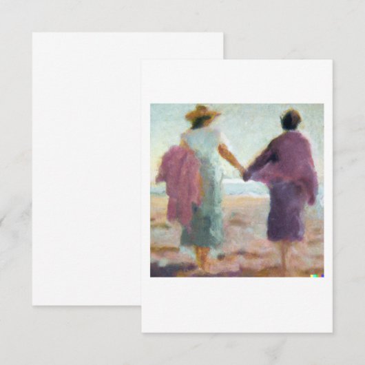 Lesbische jubileumkaart Twee vrouwen op het strand Bedankkaart (Voorkant / Achterkant)