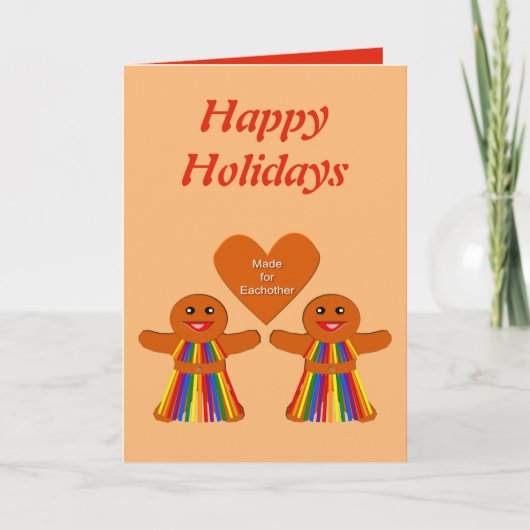 Lesbische Kerst Gingerbread Dames Koppel Kaart (Voorkant)