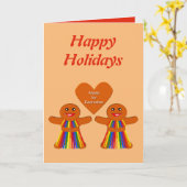 Lesbische Kerst Gingerbread Dames Koppel Kaart (Gele Bloem)