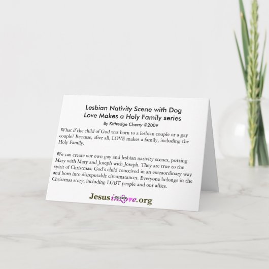 Lesbische Kerst Kaart met Hond (Achterkant)