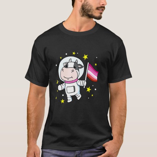 Lesbische Koe In De Ruimte Lesbienne T-shirt (Voorkant)