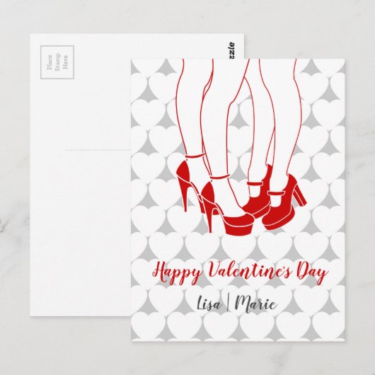 Lesbische koppel dat op de Dag van de Valentijn aa Briefkaart (Voorkant / Achterkant)