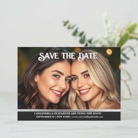 Lesbische koppels trouwaankondiging foto gewoon kaart (Staand voorkant)