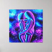 Lesbische kus in blauw en paars canvas afdruk (Voorkant)
