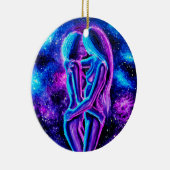 Lesbische kus in blauw en paars keramisch ornament (Rechts)