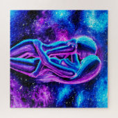 Lesbische kus in blauw en paars legpuzzel (Horizontaal)