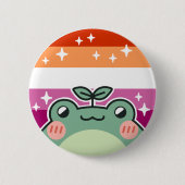 Lesbische LGBT Pride Flag Frog Button (Voorkant)