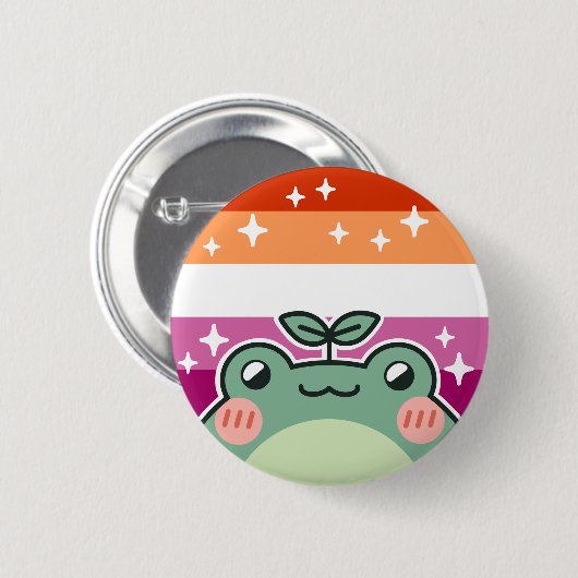 Lesbische LGBT Pride Flag Frog Button (Voorkant /achterkant)