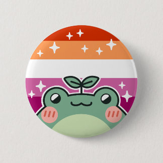 Lesbische LGBT Pride Flag Frog Button
