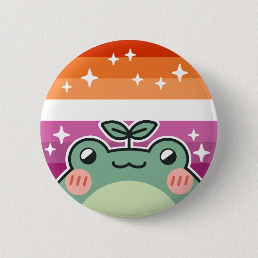 Lesbische LGBT Pride Flag Frog Button (Voorkant)