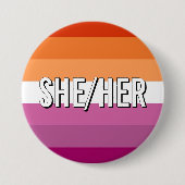 Lesbische LGBTQ Queer Pride Pronoun Button (Voorkant)