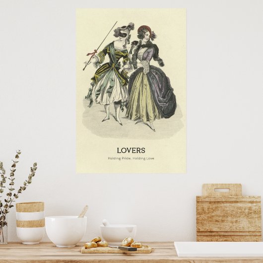 Lesbische liefhebbers bij Masquerade Ball Poster (Keuken)