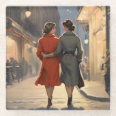  lesbische liefhebbers glazen onderzetter (Voorkant)