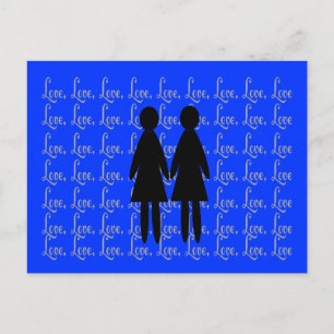 lesbische "LOVE" Silhouettes Briefkaart
