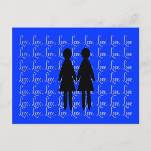 lesbische "LOVE" Silhouettes Briefkaart (Voorkant)