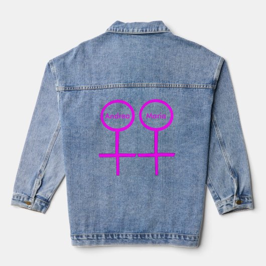 Lesbische Lovers Gepersonaliseerde Bruiloft Denim Jacket (Achterkant)