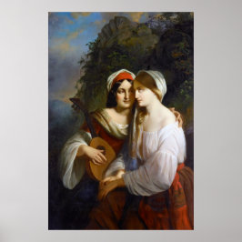 Lesbische Lovers in Italiaanse Renaissance Poster