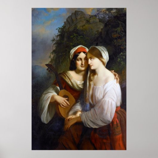 Lesbische Lovers in Italiaanse Renaissance Poster (Voorkant)