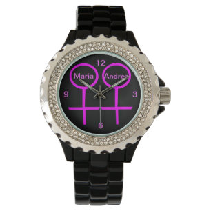 Lesbische Lovers Rhinestone Horloge