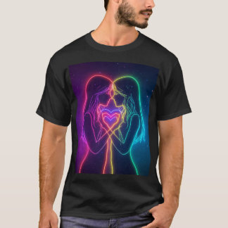 Lesbische Neon Harten T-shirt