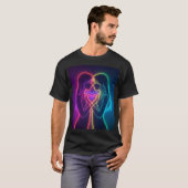 Lesbische Neon Harten T-shirt (Voorkant volledig)