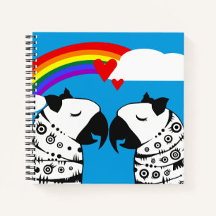 Lesbische parrots Couple met regenboog Notitieboek