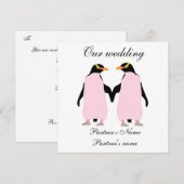 Lesbische, Pastel pinguïns huwelijksuitnodiging Kaart (Voorkant / Achterkant)