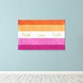 Lesbische Pride en steun Vlag Colors Art Canvas (Insitu (Houten vloer))