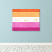 Lesbische Pride en steun Vlag Colors Art Canvas Afdruk (Insitu (Houten vloer))