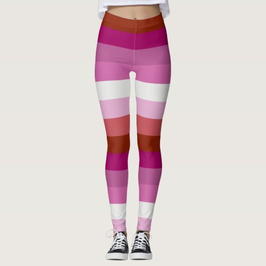 Lesbische Pride Flag LGBTQ+ Horizontale Streep Leggings (Voorkant)