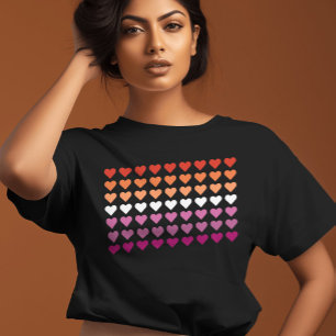 Lesbische Pride Flag Schattige Girly Hearts T-shirt