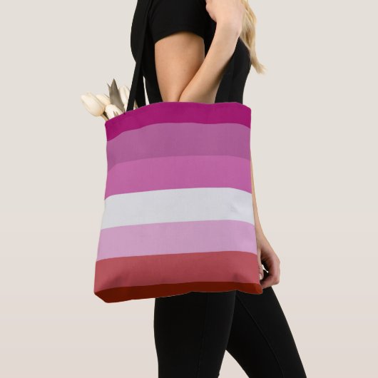 Lesbische Pride Flag Stripes Tote Bag (Dichtbij)