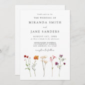 Lesbische Pride Floral QR Code Huwelijk Kaart (Voorkant / Achterkant)