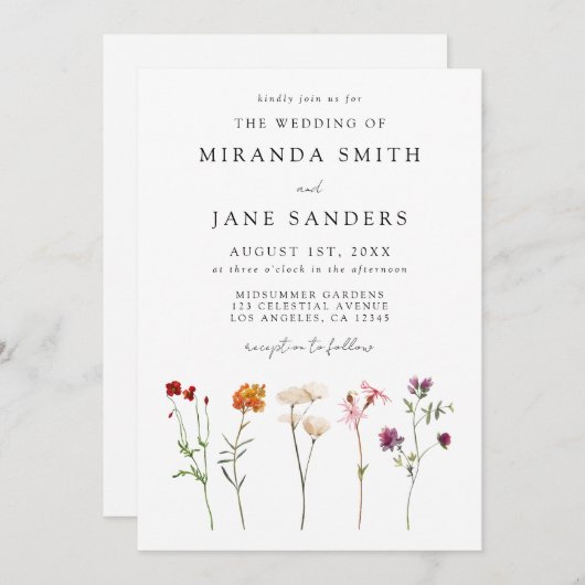 Lesbische Pride Floral QR Code Huwelijk Kaart (Voorkant / Achterkant)