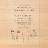 Lesbische Pride Floral Wedding Acryl Uitnodigingen (Voorkant)