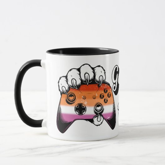 Lesbische Pride Game On Tijgerpoot Controller Mok (Links)