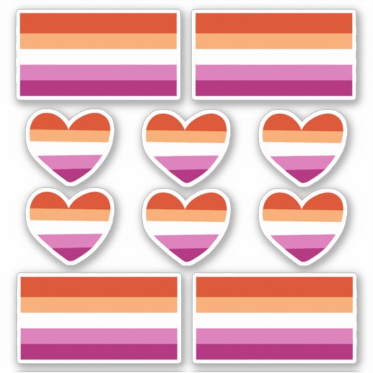 Lesbische Pride Hart en Vlag Stickers (Voorkant)