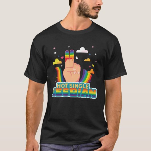 Lesbische Pride Hot Single Lesbische Vlag T-shirt (Voorkant)