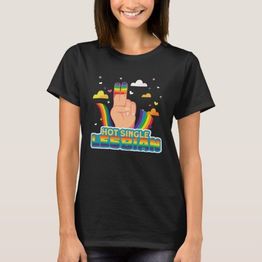 Lesbische Pride Hot Single Lesbische Vlag T-shirt (Voorkant)