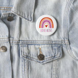 Lesbische Pride Love Wins LGBT Regenboog Knop Ronde Button 5,7 Cm