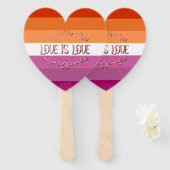 Lesbische Pride Maand Liefde is Liefde Handwaaier (Voorkant en achterkant)