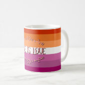 Lesbische Pride Maand Love is Love Mok (Voorkant rechts)