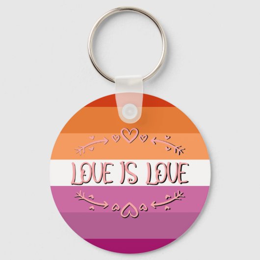 Lesbische Pride Maand Love is Love Sleutelhanger (Voorkant)
