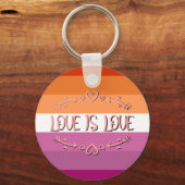 Lesbische Pride Maand Love is Love Sleutelhanger (Voorkant)