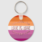 Lesbische Pride Maand Love is Love Sleutelhanger (Achterkant)
