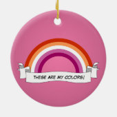 Lesbische pride regenboogkeramische versiering met keramisch ornament (Achterkant)